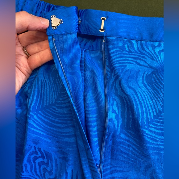 Stanley Sherman Vibrant Royal Blue Jumpsuit 2pc Silk Rose Jacquard Pattern - Picture 14 of 15